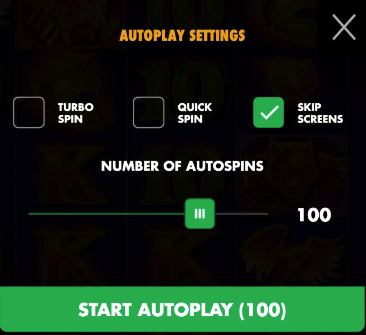 Definições do jogo automático