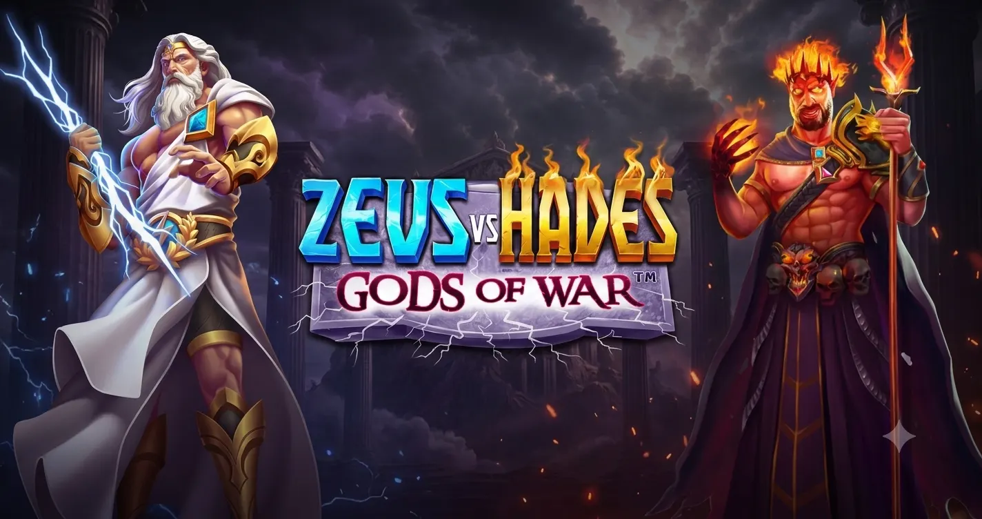 Zeus e Hades em lados opostos da grelha de Zeus vs Hades – Gods of War.